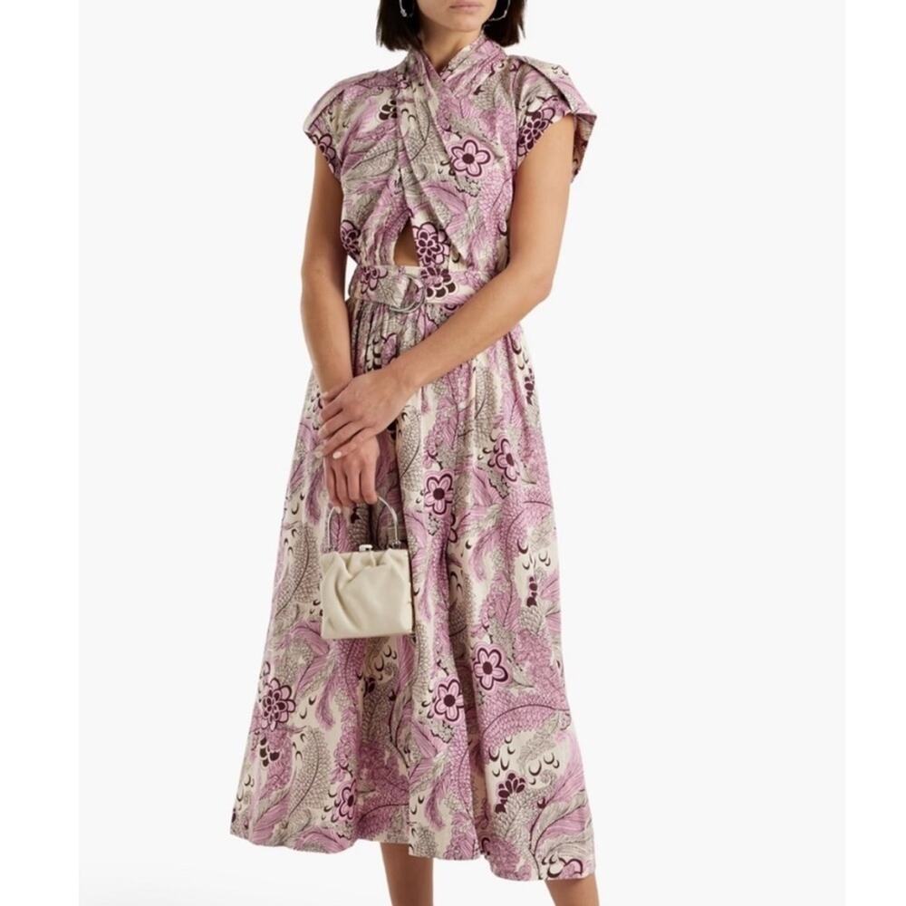 Derek Lam 10 Crosby Celeste Maxi Dress Pink Multi Cream Floral Print 6 Cut Out